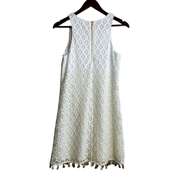 Lilly Pulitzer Size Small Dress Marquette White /Gold Tassel Trim Crochet Lace - Picture 2 of 9